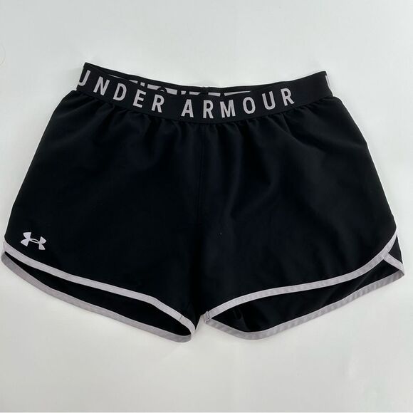Under Armour UA Loose Heatgear Running Shorts Black White Small - Picture 1 of 4